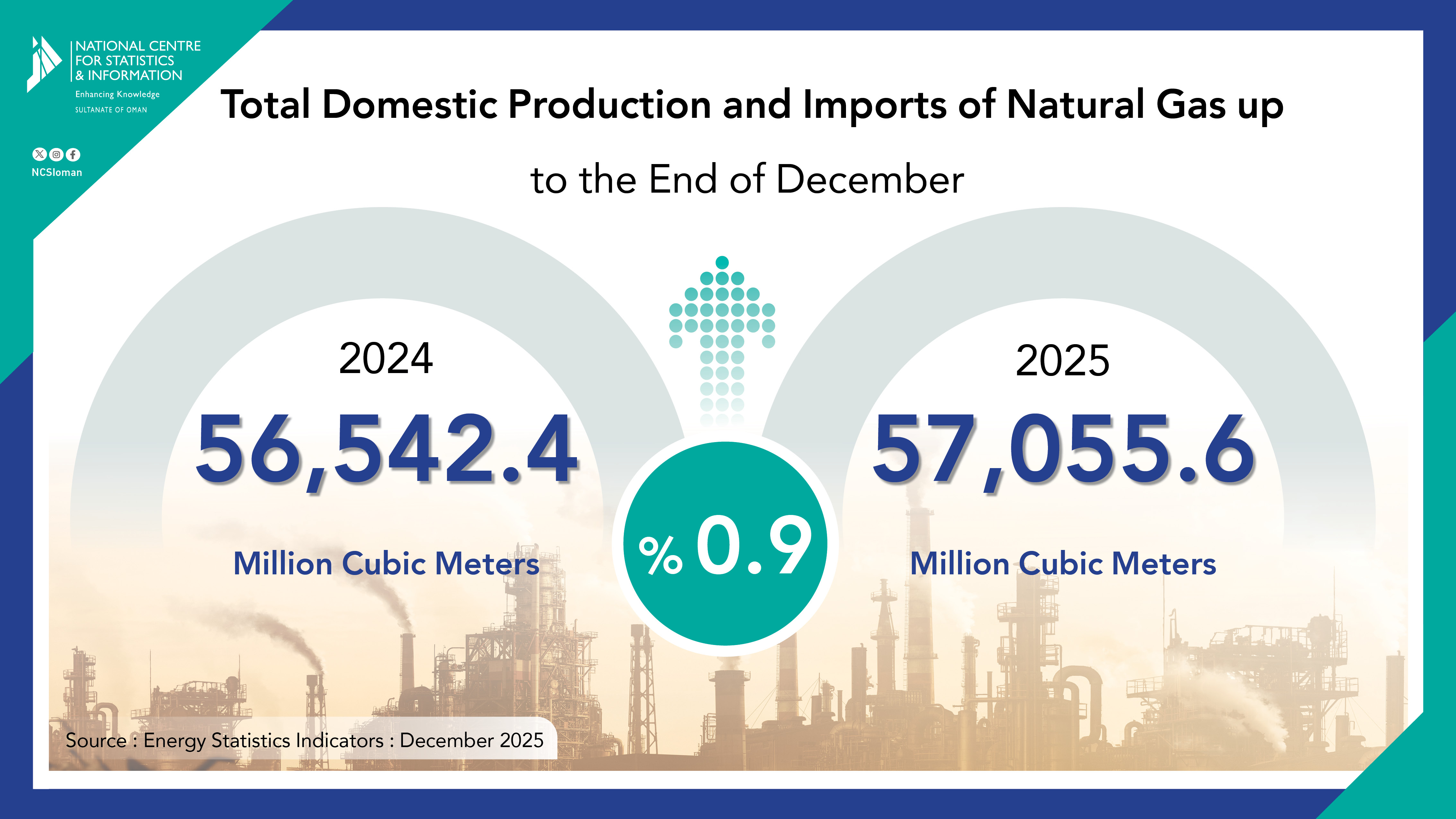إجمالي الإنتاج المحلي والإستيراد من الغاز الطبيعي