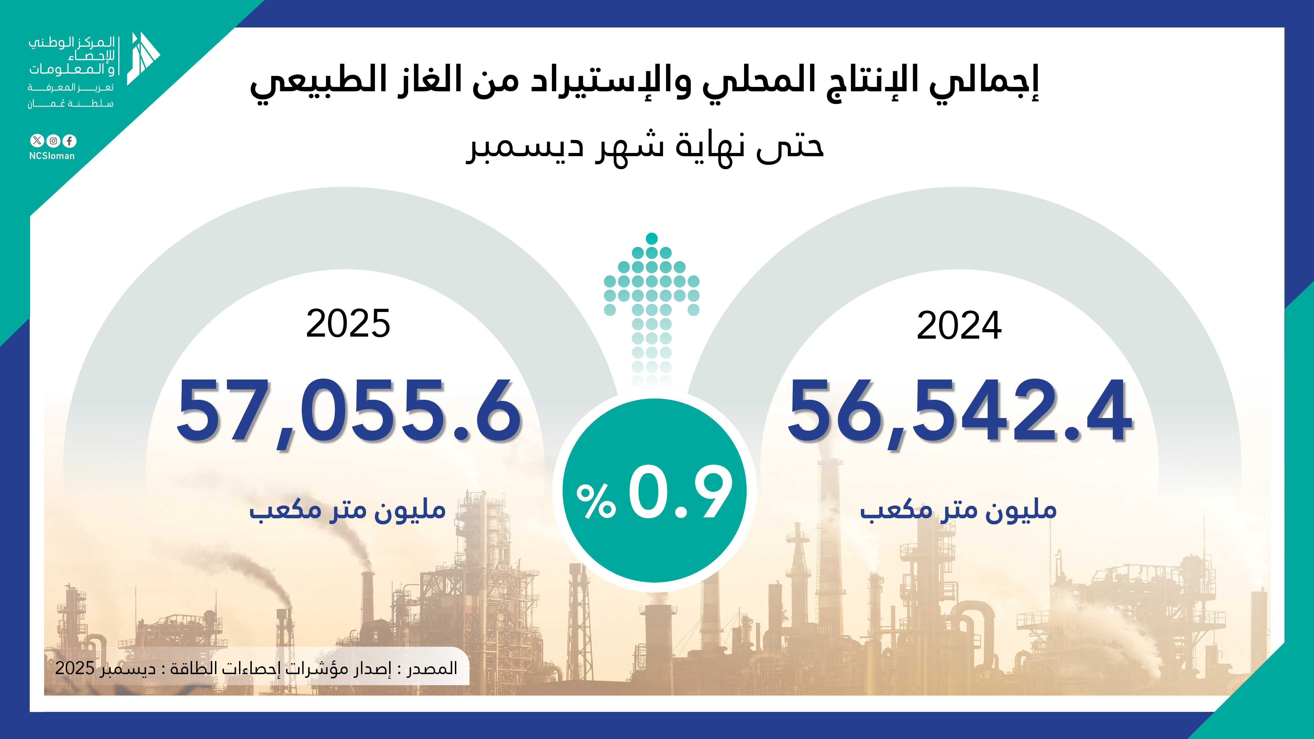 إجمالي الإنتاج المحلي والإستيراد من الغاز الطبيعي
